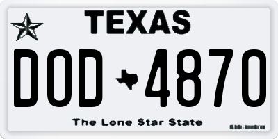 TX license plate DOD4870