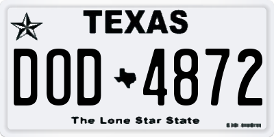 TX license plate DOD4872