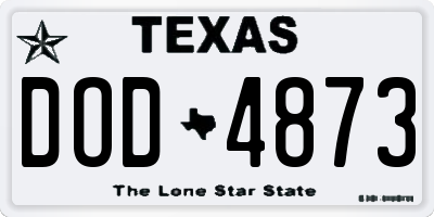 TX license plate DOD4873