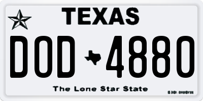 TX license plate DOD4880