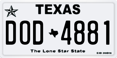 TX license plate DOD4881