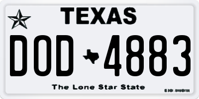 TX license plate DOD4883
