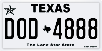 TX license plate DOD4888