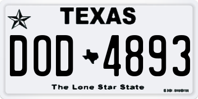 TX license plate DOD4893