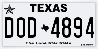TX license plate DOD4894