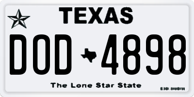 TX license plate DOD4898