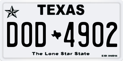 TX license plate DOD4902