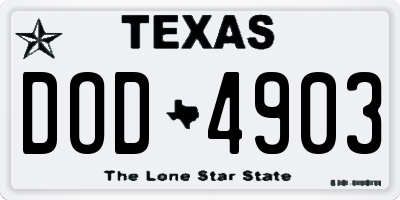 TX license plate DOD4903