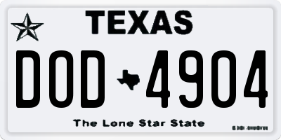 TX license plate DOD4904