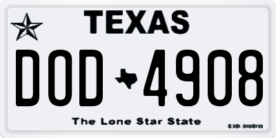 TX license plate DOD4908