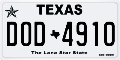 TX license plate DOD4910
