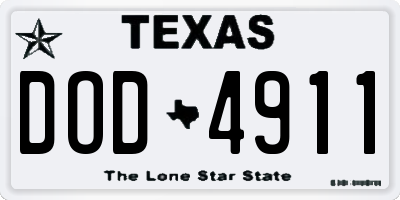 TX license plate DOD4911