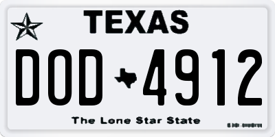 TX license plate DOD4912
