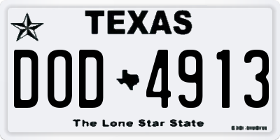 TX license plate DOD4913