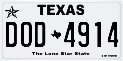 TX license plate DOD4914