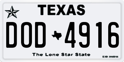 TX license plate DOD4916