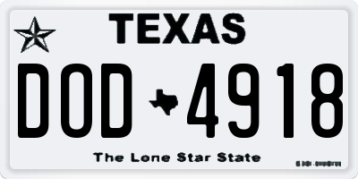 TX license plate DOD4918