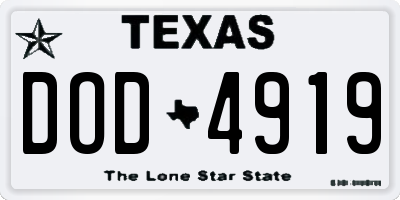 TX license plate DOD4919