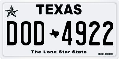 TX license plate DOD4922