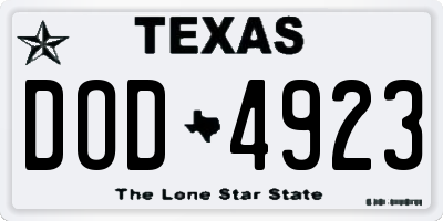 TX license plate DOD4923