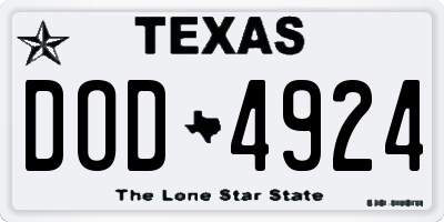 TX license plate DOD4924