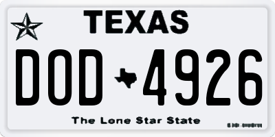 TX license plate DOD4926