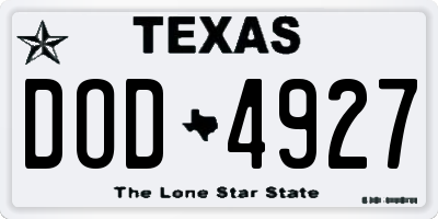 TX license plate DOD4927