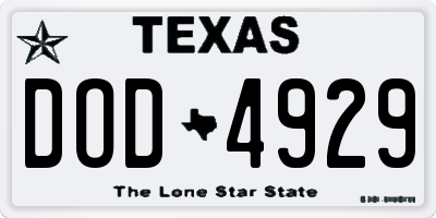 TX license plate DOD4929