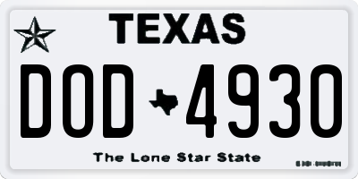 TX license plate DOD4930