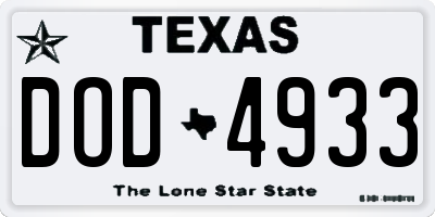 TX license plate DOD4933