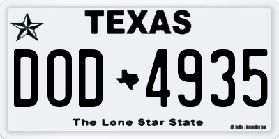 TX license plate DOD4935