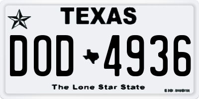 TX license plate DOD4936