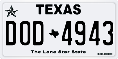 TX license plate DOD4943