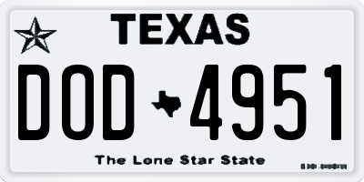TX license plate DOD4951