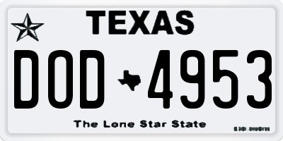 TX license plate DOD4953