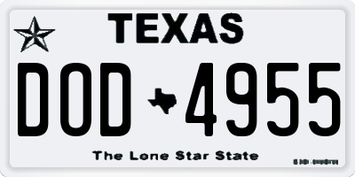 TX license plate DOD4955