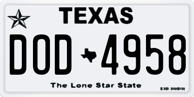 TX license plate DOD4958