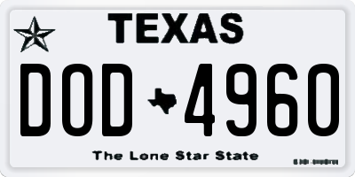 TX license plate DOD4960