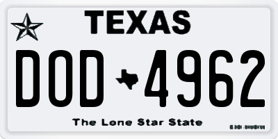 TX license plate DOD4962