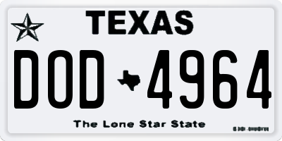 TX license plate DOD4964