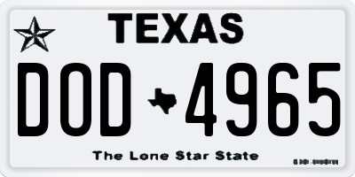 TX license plate DOD4965