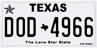 TX license plate DOD4966