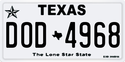 TX license plate DOD4968