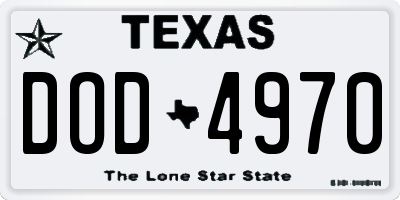 TX license plate DOD4970