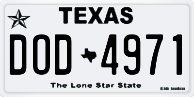 TX license plate DOD4971