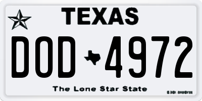 TX license plate DOD4972