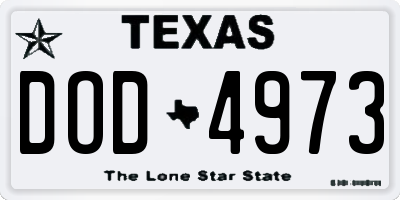 TX license plate DOD4973
