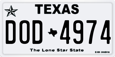 TX license plate DOD4974