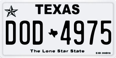 TX license plate DOD4975
