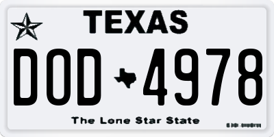 TX license plate DOD4978